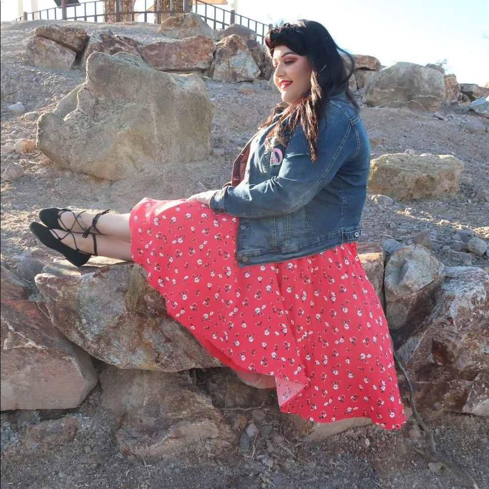 Pink floral skirt